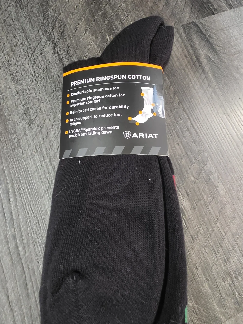 Ariat Black Crew Socks with Multicolor Logo - 3 Pack